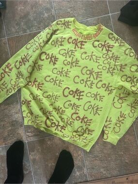 High-Class Goods Neon Lime "Coke" Graphic Crewneck Sweatshirt